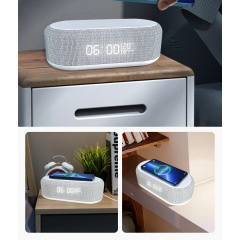 Годинник електронний настільний з бездротовою зарядкою Original LED 4в1 Сріблястий (YZ-6) Нове