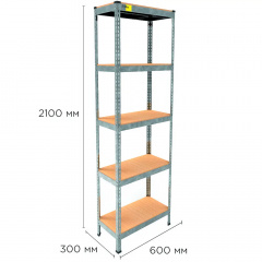 Металевий стелаж Emby Light Series 2100х600x300 мм 5 полиць ДСП до 100 кг 2071520645 Оріхів