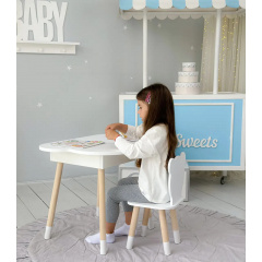 Столик дитячий No Brand Хмара з нішою та стільчиком Ведмедик Білий (2389388732) Дніпрорудне