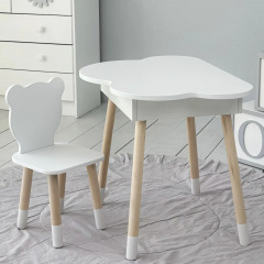 Столик дитячий No Brand Хмара з нішою та стільчиком Ведмедик Білий (2389388732) Дніпрорудне