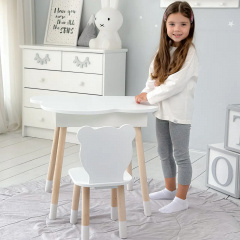 Столик дитячий No Brand Хмара з нішою та стільчиком Ведмедик Білий (2389388732) Дніпрорудне