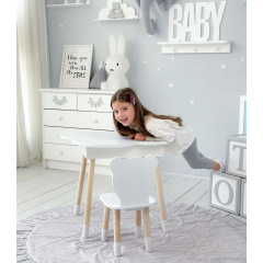 Столик дитячий No Brand Хмара з нішою та стільчиком Ведмедик Білий (2389388732) Дніпрорудне