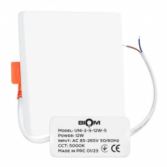 Светильник светодиодный Biom UNI-2-S12W-5 12Вт квадратный 5000К (00-00022818) Косів