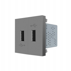 Механізм подвійна розетка USB з блоком живлення Livolo сірий (VL-FCUA-2IP) Павлоград