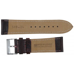 Ремінець для годинника Mykhail Ikhtyar шкіряний 24 мм Темно-коричневий (S509-24S dark brown) Чугуев
