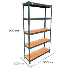 Металевий стелаж Emby Light Series 1800х900x300 мм 5 полиць ДСП до 100 кг Новое