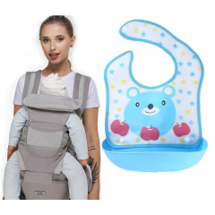 Хипсит эрго-рюкзак кенгуру переноска слюнявчик-трансформер Baby Carrier 20 кг 6 в 1 Серый (vol-9898) Черкаси