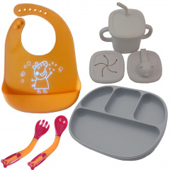 Набор силиконовой посуды 2Life 5 предметов Серый/Оранжевый (vol-10446) Київ