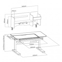 Комплект парта-трансформер Cubby Nerine Grey + кресло Cubby Magnolia Grey (221920-5765590) Нежин