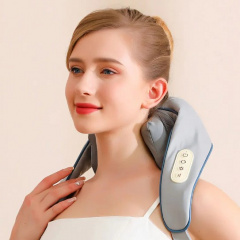 Масажер ударний для шиї та плечей No Brand Neck massager з ІЧ-підігрівом електричний на акумуляторі Сірий (2104618544) Володарськ-Волинський