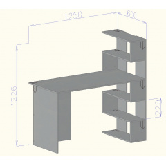 Письмовий стіл з полицями No Brand Open shelf 1250х600х750 мм Венге Магія (13587502) Королево
