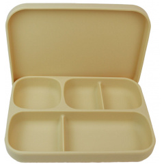 Детская пяти-секционная силиконовая тарелка с присоской с крышкой 2Life 700 мл Бежевый (vol-10195) Дніпрорудне