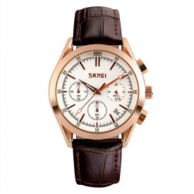 Чоловічий годинник Skmei Prestige 9127 класичний Коричневий