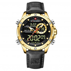 Часы мужские наручные Naviforce Pride NF9208 Gold-Black-Black NF9208 G/B/B (15228-hbr)