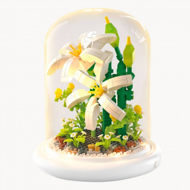 Конструктор ЗД SBTR Біла лілія 500 деталей у колбі з підсвічуванням 13.5х11.7 см Різнокольоровий (Lilia-White)