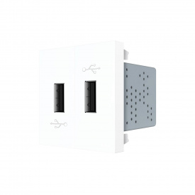 Механізм подвійна розетка USB з блоком живлення Livolo білий (VL-FCUA-2WP)