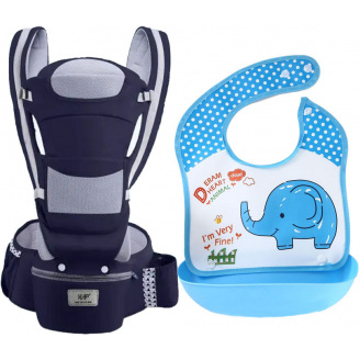 Хипсит эрго-рюкзак кенгуру переноска слюнявчик-трансформер Baby Carrier 20 кг 6 в 1 Темно-синий (vol-9859)