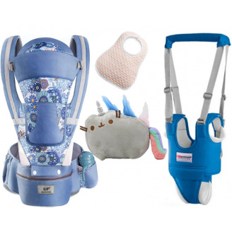 Хипсит Baby Carrier эрго-рюкзак кенгуру переноска 6 в 1 игрушка Пушин кот Радуга (vol-1897) Синий