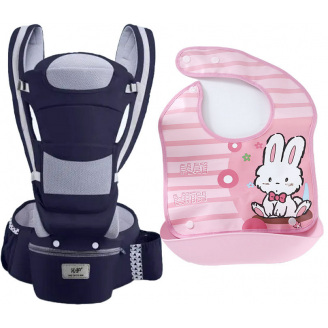 Хипсит эрго-рюкзак кенгуру переноска слюнявчик-трансформер Baby Carrier 20 кг 6 в 1 Темно-синий (vol-9865)