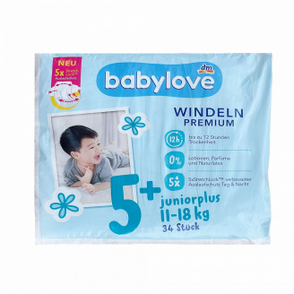 Підгузки Babylove Premium 5+ Junior plus 11-18 кг 68 шт