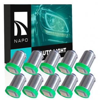 Комплект світлодіодних ламп Napo LED BA9S-5050-1smd T4W Ba9s 10 шт Зелений (1805043885)