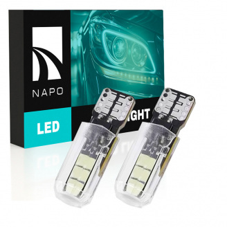 Комплект світлодіодних ламп Napo T10-3030-6smd-Lens W5W T10 2 шт Білий (2508384876)