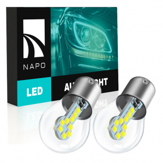 Комплект світлодіодних ламп Napo LED 1156-3030-18smd P21W 1156 BA15S 2 шт Білий (2473486756)