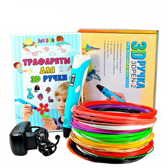 3D Ручка Smart Pro 3D Pen з РК-дисплеєм Набір Еко пластика 29м Трафарети Блакитний
