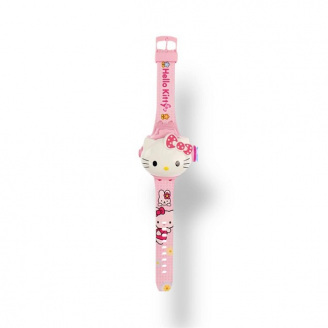 Дитячий наручний годинник проекційний Takara Tomy Hello Kitty Рожевий (484492649)