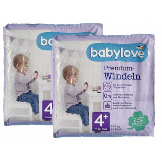 Дитячі одноразові підгузники Babylove Premium 4+ maxi plus 9-15 кг 76 шт