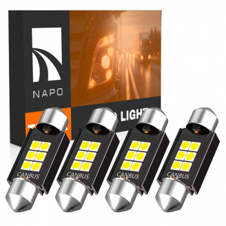Комплект світлодіодних ламп для вантажівок Napo Truck SJ-3030-6SMD 24V 31mm C5W C10W 4 шт Білий (2476304497)