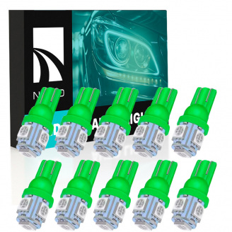 Комплект світлодіодних ламп Napo T10-5050-5smd W5W T10 10 шт Зелений (2510519427)