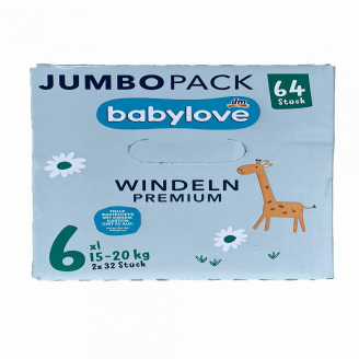 Дитячі підгузники Babylove Premium 6 15-20 кг 64 шт