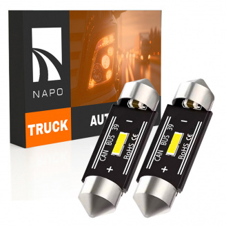 Комплект світлодіодних ламп для вантажівок Napo Truck SJ-7020-1SMD 24V 39mm C5W C10W 2 шт Білий (2530977703)
