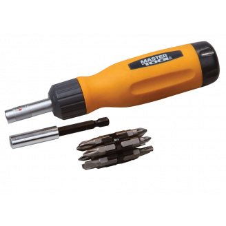 Викрутка MASTERTOOL з тріскачкою + 12 насадок 40-0518