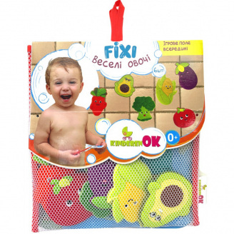 Игрушки для купания Kinderenok Fixi Веселые овощи и игровое поле