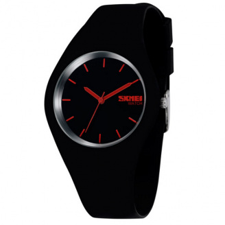 Наручний годинник жіночий Skmei Rubber Black 9068 Чорний (366)