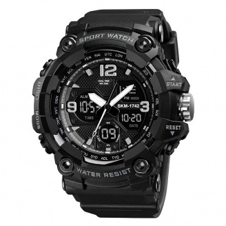 Годинник наручний чоловічий Skmei 1742 Black 1742BK (17167-hbr)
