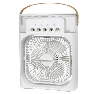 Настільний вентилятор No Brand з зволожувачем повітря Air Cooler Fan з USB та LED підсвічуванням 21x26x9 см Білий (2104618501)