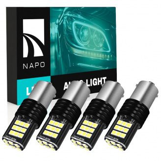 Комплект світлодіодних ламп Napo LED 1156-3030-24smd P21W 1156 BA15S 4 шт Білий (2474858743)
