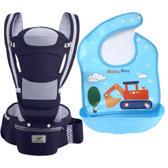 Хипсит эрго-рюкзак кенгуру переноска слюнявчик-трансформер Baby Carrier 20 кг 6 в 1 Темно-синий (vol-9867)