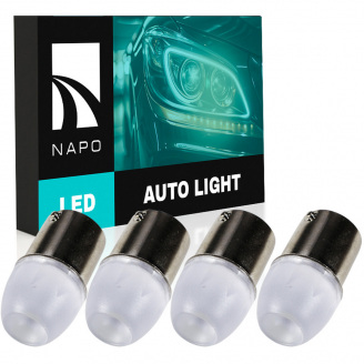 Комплект світлодіодних ламп Napo LED 1156-HP-Lens P21W 1156 BA15S 4 шт Білий (2523845993)