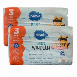 Підгузки Bevola Baby 3 Midi 4-9 кг 92 шт