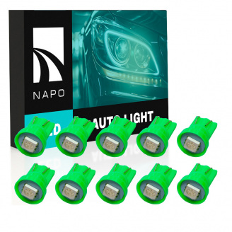 Комплект світлодіодних ламп Napo LED T10-5050-1smd T10 W5W 10 шт Зелений (2458868047)