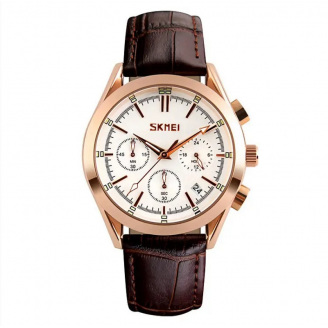 Чоловічий годинник Skmei Prestige 9127 класичний Коричневий