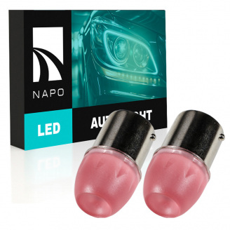 Комплект світлодіодних ламп Napo LED 1156-HP-Lens P21W 1156 BA15S 2 шт Червоний (2523834372)