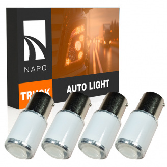 Комплект світлодіодних ламп Napo Truck 1156-3030-6smd-Lens 24V P21W 1156 BA15S 4 шт Білий (2523885773)