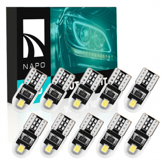 Комплект світлодіодних ламп Napo LED T10-3030-2smd W5W T10 10 шт Білий (2470568325)