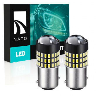 Комплект світлодіодних ламп Napo LED 1157-3014-54smd-Lens P21/5W 1157 BAU15S 2 шт Білий (2523897667)