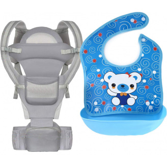 Хипсит эрго-рюкзак кенгуру переноска слюнявчик-трансформер Baby Carrier 20 кг 6 в 1 Серый (vol-9892)